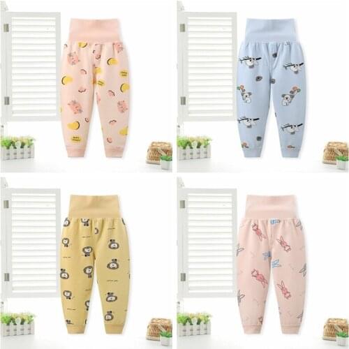 100% Cotton Winter Toddler Bottom Pant Print Cartoon Girls High Waist Pants Casual Children Single Piece Pajamas Boys Trousers