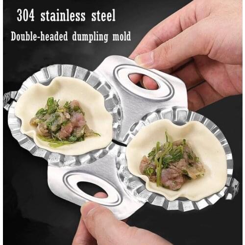Double Headed Dumpling Maker Stainless Steel Mould Household Jiaozi Molds Kitchen Creative Simple Convenient Dumplings Tools