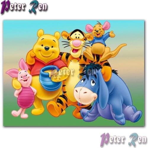 5d animal Winnie the Pooh painting Diamond of rhinestones Embroider Square/round Mosaic full Cross Stitch Children gift