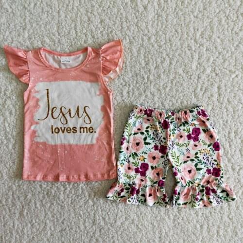 2PCS Summer Easter Outfits Infants Baby Girls Clothes Flower Printed Short Sleeve Shirt Shorts Boutique kids Clothing Sets
