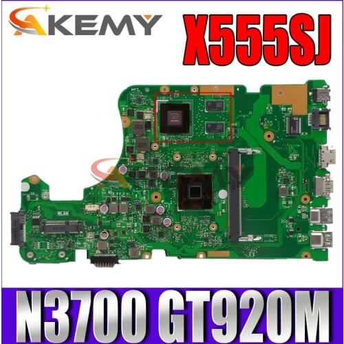 Akemy X555SJ Laptop motherboard for ASUS X555SJ original mainboard N3700 GT920M