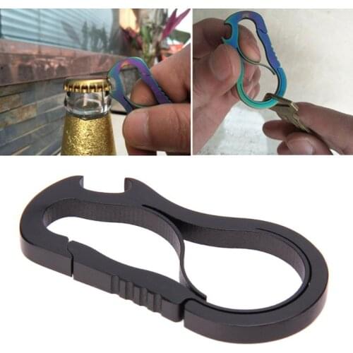 Titanium Alloy Carabiner Hook EDC Mini Bottle Opener Outdoor Carabiner Metal Fast Buckle Keychain Camping Climbing Accessories