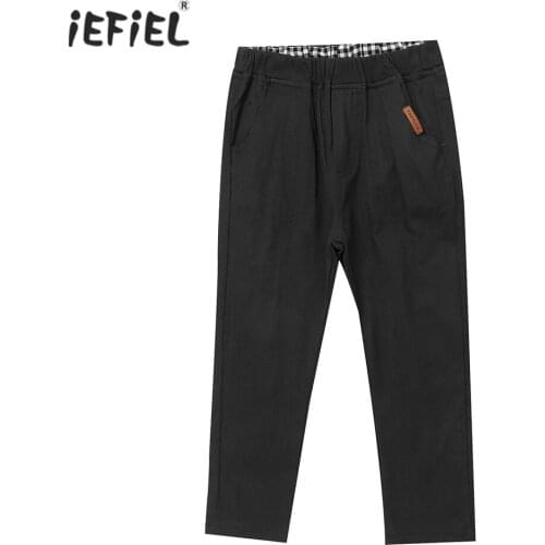 Fashion Kids Boys Pants Casual Loose Trousers Autumn Long Pants Sheer Color Patchwork Plaid Lining Pants Children Clothes