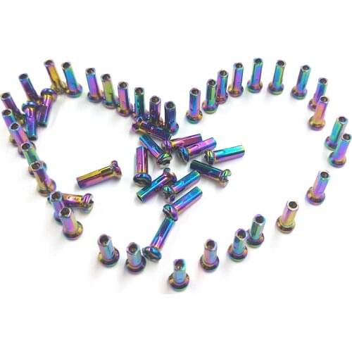 Primwon Round Head Spoke Nipples Brass 14Gauge 2.0 14mm Rainbow Spokes Nipple for Road MTB Bike Wheels