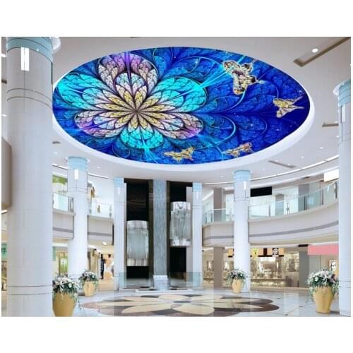 Cloud ceiling Butterfly carved gold flower classical gorgeous European-style ceiling ceiling murals wallpaper 3d ceiling