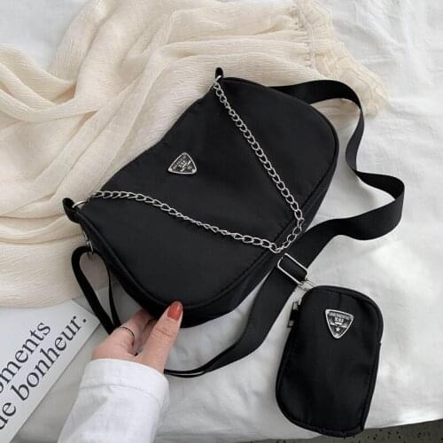 Solid Color Nylon Handbags and Purses Women Travel Black Crossbody Bag 2020 Summer Fashion Luxury Shoulder Messenger Bag Female