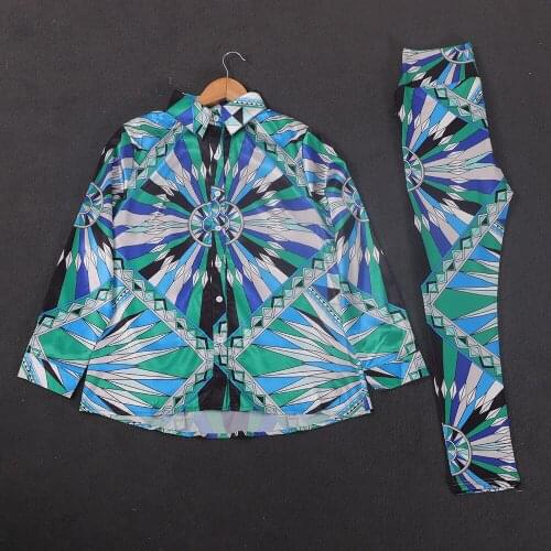 Fall Blouses Printed Leggings Two Piece Set Plus Size Tops High Waist Tight Jogger Sweatpants Long Sleeve Shirts For Women Pants