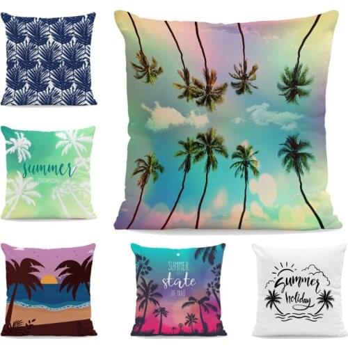 Simple And Popular Tropical Style Cushion Set Palm Beach Coconut Leaves Living Room Sofa Decoration Pillowcase Velvet Pillow