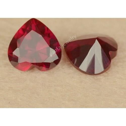 Sale 5A Quality Mohs Hardness 9 3x3mm~12x12mm 7# Middle Red Stone Heart Cut Loose Corundum Synthetic Gems For Jewelry Making