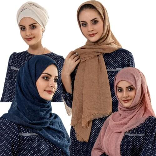Promotion sale!! Plain Color Women Scarf Africa Headband Maxi Crinkle Cloud Hijab Muslim Long Shawl Soft Stole Wrap 180X95CM