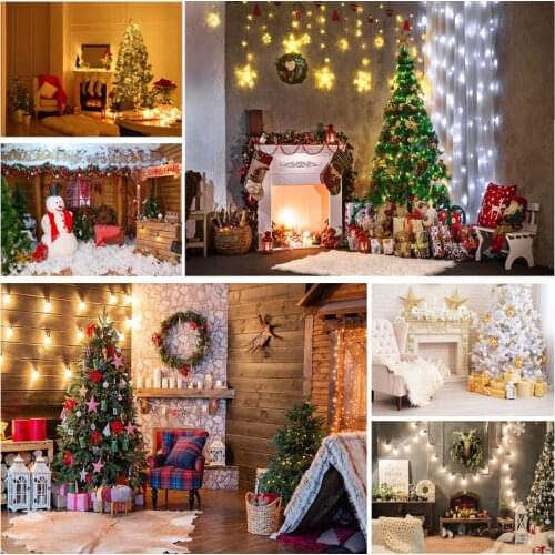 Christmas Theme Indoor Photography Background Christmas tree Fireplace Children Portrait Photo Backdrops 21712 YXSD-06