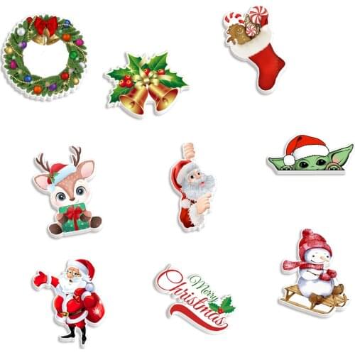 Merry Christmas Flatback Printed Cartoon Planar Resin for Home Decoration Accessories DIY Bow Center Earring 30pcs