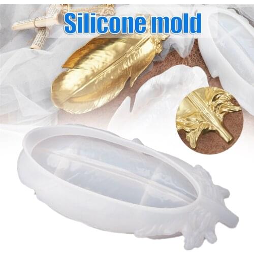 Feather Silicone Molds DIY Tray Plate Handmade Crafts Candy Bowl Storage Box Decoration for Home Kitchen E7