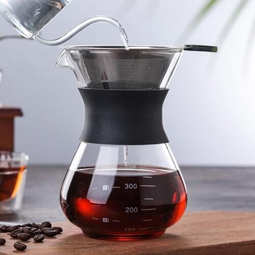 Glass Pour Over Coffee Pot Cafetera Espresso Coffee Maker with Stainless Steel Drip Hand Percolator Teapot Moka Pot Barista Gift