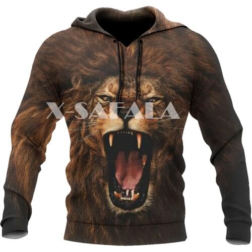 The Alpha King Lion Animal 3D Full Print Size Hoodie Man Women Harajuku Outwear Zipper Pullover Sweatshirt Unisex-3