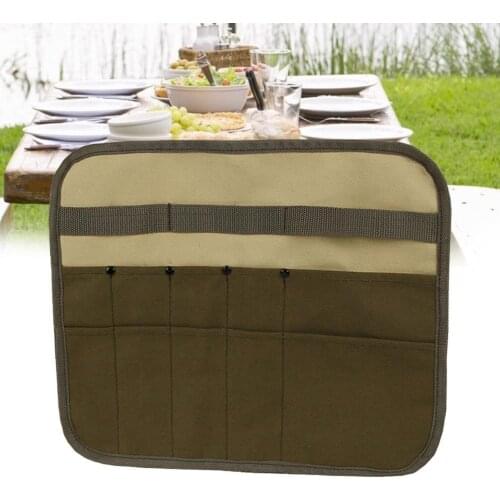 Outdoor Camping Cookware Rectangle Shape Holder Hanging Folding Tableware Storage Bag BBQ Hiking