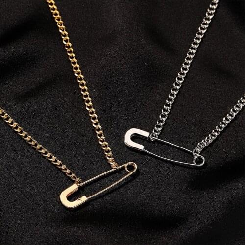 Unique Paper Clip Shaped Necklaces for Women Female Simple Gold Silver Color Clavicle Chains Necklace Minimalist Jewelry