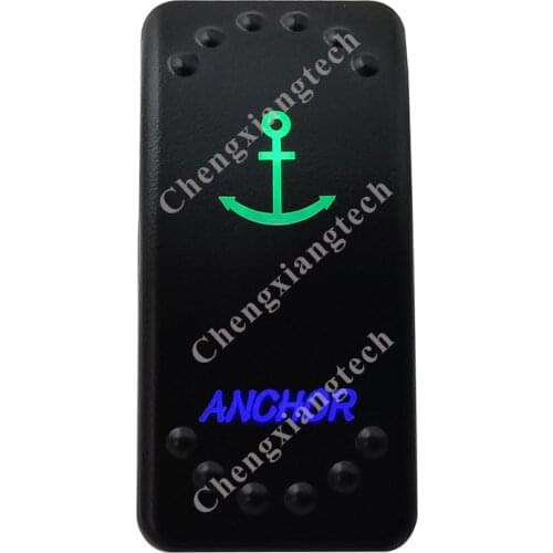 ANCHOR Up Green & Down Blue Led Light Rocker Push Switch 5Pins SPST ON/OFF 12V 24V For Marine Boat Car Waterproof