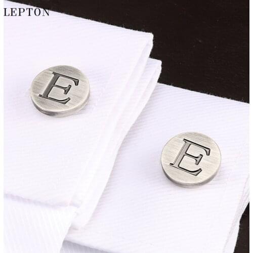 Lepton Letters of an alphabet E Cufflinks For Mens Classic Antique Silver Plated Letters E cuff links Men shirt cuffs Cufflink