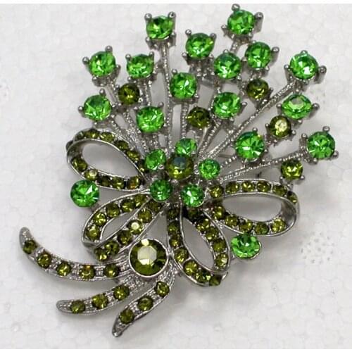 Green Rhinestone Flower Pin brooches Fashion Jewelry gift C2152 K