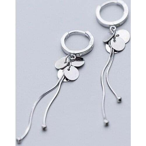 S925 Sterling Silver Color Korean Style Temperament Fashion Round Beads Tassel Dangle Earrings For Women Girls Lady Jewelry Gift