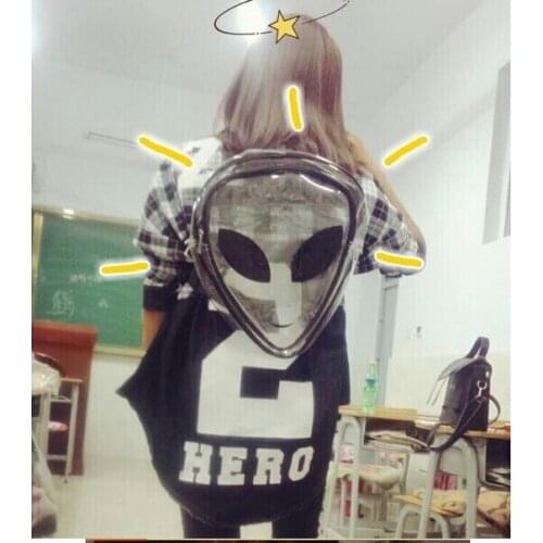 Women Harajuku Bag Backpack 2021 ET Extraterrestrial Face Backpack Cute Japanese Harajuku Schoolbag Girl Transparent Bag pack