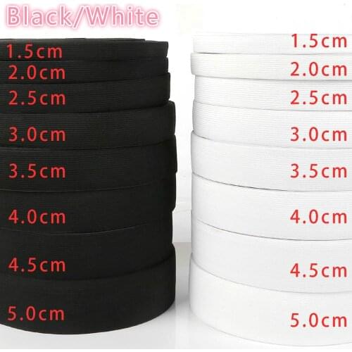 1 meters 10/15/18/20/25/30/38/40/50mm White/black Nylon Highest Elastic Bands Garment Trousers Sewing Accessories