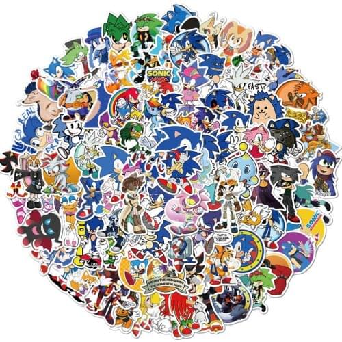 100PCS Sonics Waterproof Stationery Sticker Hedgehog model Skateboard Suitcase Luggage Guitar Stickers Kid birthday gift toy