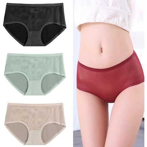 3Pcs/Lot Sexy Panties For Women Plus Size Underwear See Through Panties Ultra-thin Breathable Panties Set Mid-Rise Brief M-XXL