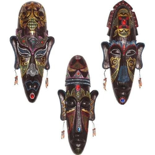 3D Resin Hand-Painted Crafts African Mask Personality Retro Wall Hanging Decoration Home Living Room Bar Decoration Gift
