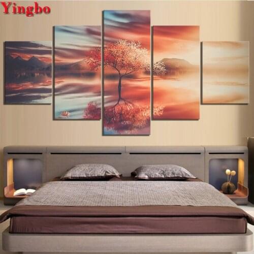 5 pieces 5D DIY Diamond Painting Nature Scenery Mountain Paintings Lake Forest Diamond Embroidery Cross Stitch Mosaic Pictures
