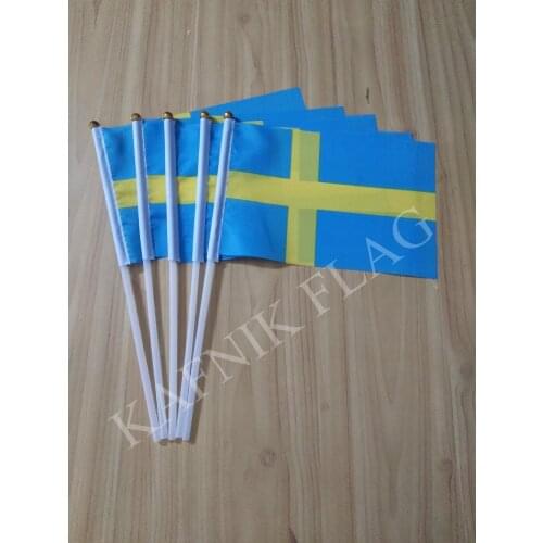 KAFNIK,5pcs Sweden Hand Flag National Hand Flag 14*21cm,freeshipping