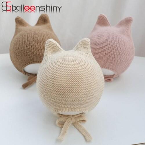 Balleenshiny Winter Knitted Warm Baby Hat Newborn Photography Props Boy Girl Cap Ear Protection Hats Kids Beanie Bonnet Infant