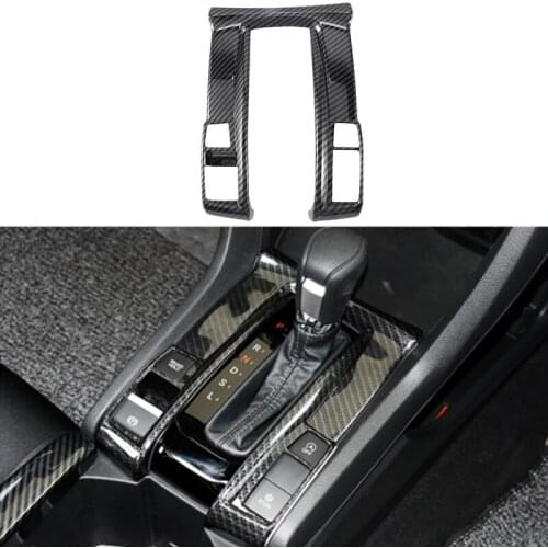 Carbon Fiber Center Console Gear Shift Panel Frame Cover Trim for Honda Civic 2016-2019
