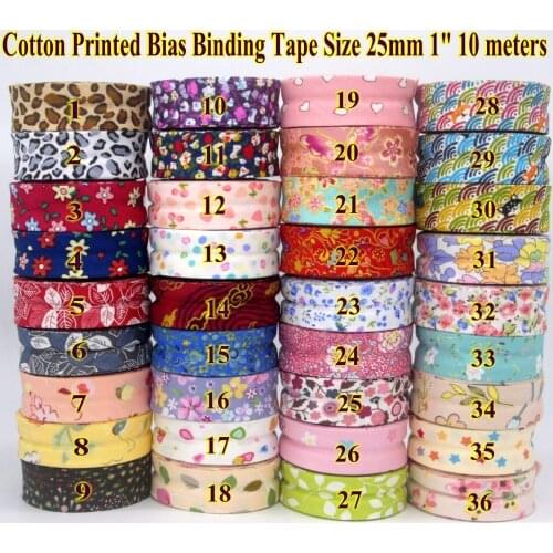 Cotton Bias tape printed flowers, size: 25mm,1" 10meters printed flowers Cotton twill Bias binding tape DIY sewing colorful