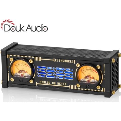 Douk Audio Elekstube MIC Dual Analog VU Meter RGB LED Sound Level Display Vintage Music Spectrum Visualizer Analyzer