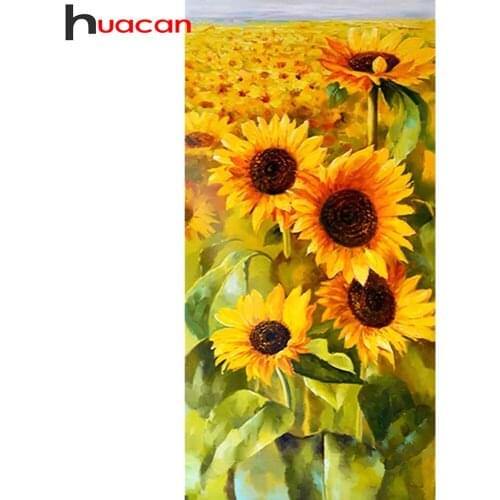 Huacan 5d Diamond Painting Sunflower Wall Decor Full Square/round Diamond Embroidery Mosaic Floral Diamond Art
