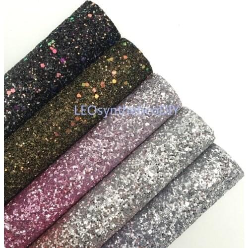 1PC 21X29CM Synthetic Letaher, Cuero Sintetico Gradual Chunky Glitter Leather For Making Bows Accessories LEOsyntheticoDIY T134A