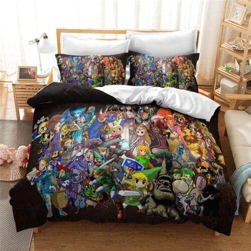 Hot Game Zelda Legend Duvet Cover Set Pillowcase Print 3d Bedding Set Single Double Twin Full Queen King Size for Bedroom Decor