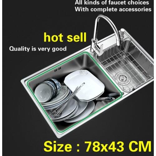 Free shipping Standard kitchen sink 0.8mm double groove durable 304 stainless steel hot sell 78x43 CM