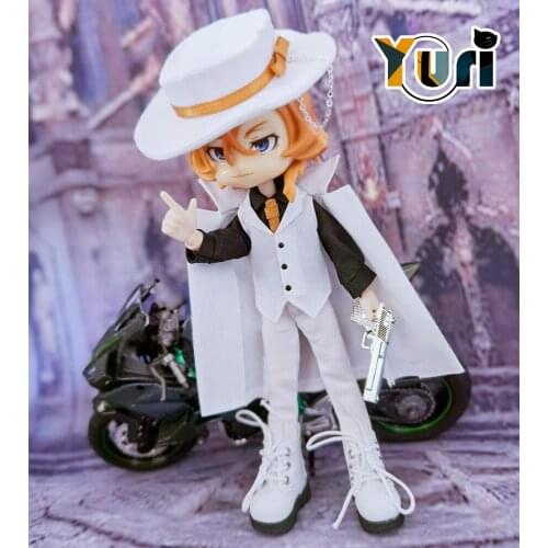 Anime Bungo Stray Dogs Nakahara Chuuya Handmade OB11 1/12 BJD Doll White Suit Clothes Outfit Toy Cosplay C