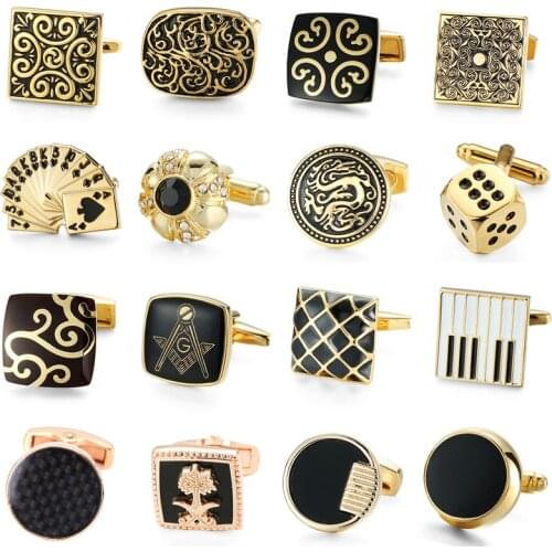 Summer new classic retro style enamel plated 18K Gold luxury gold Cufflink high grade jewelry French shirt mens Cufflinks