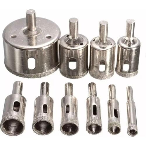 10pcs Diamond Coated Hss Drill Bit Set for Tile Marble Glass Ceramic Hole Saw Drill Diamond Core Bit