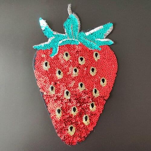 Patches for clothing Women 250mm Strawberry Red Sequined Fabric Sequins Strange thingst Patch Christmas gift Clothes Stickers