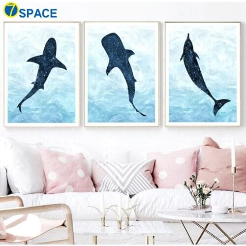 Shark Dolphin Whale Marine life Wall Art Canvas Painting Nordic Posters And Prints Wall Pictures For Living Room Home Decoration