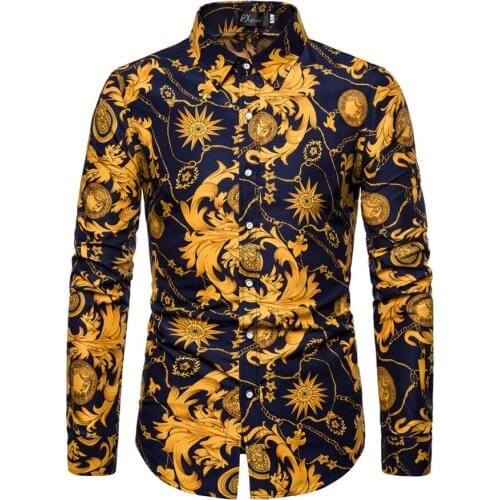 2021 new mens printed luxury long-sleeved mens shirt shirt blouses & shirts korean clothes summer shirt for men