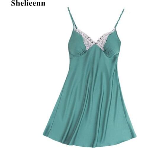 2021 Summer New Women Nightgowns Satin Silk Sleepwear Nightwear Pyjama Women Home Clothing Lace Sleepwear Female Sexy Nightdress