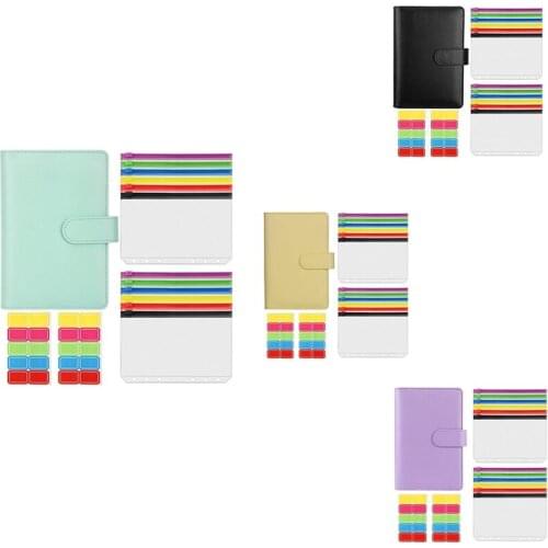 A6 Binder, A6 PU Leather Notebook Binder, Budget Binder, Envelope with Cash, Money Clip, Closure with Magnetic Buckle