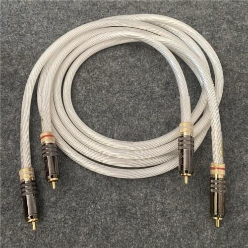 Pair 5NOCC WBT RCA Cable Crystal Silver Audio Line for HiFi Home Theater CD DVD Amplifier
