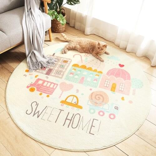 Cartoon Round Rug Carpets for Living Room Decor Berber Fleece Rugs Kids Room Non-slip Rugs for Bedroom Yoga Mats Floor Doormats